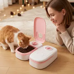 AIZO - 2 Plato De Comida Automatico Temporizador Para Perros Gatos