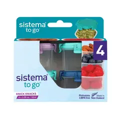 SISTEMA - 4 Contenedores Herméticos Mini Snack 62ml Frutos Secos Color Surtidos