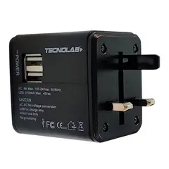 TECNOLAB - Adaptador Universal De Viaje 2 Usb ProAdaptor TL354