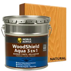 WORLD ACRYLIC - BARNIZ 3 EN 1 - WOODSHIELD AQUA - TINETA 4G - NATURAL