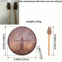 GANGLIAN - Tambor Chamánico Artesanal con Baqueta - Herramienta Sanación Sonido y Regalo Alma