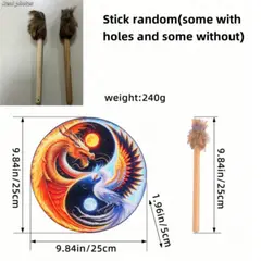 GANGLIAN - Tambor Chamánico 25cm Artesanal Diseño DragónFénix - Decoración y Regalo Festivo