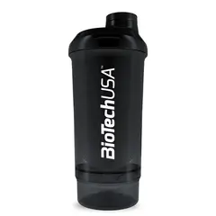 BIOTECH USA - Shaker Doble Compartimiento 500ml NEGRO - Biotechusa
