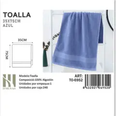 ANGELES DEL HOGAR - TOALLA DE BAÑO POLIESTER 35X75CM IMUSSA