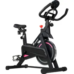 CENTURFIT - Bicicleta Spinning Fija Estatica Deportiva Cardio Pantalla Color Rosa