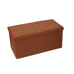 SOHOGAR - Baúl otomano plegable de ecocuero café