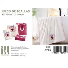 ANGELES DEL HOGAR - TOALLAS 100% ALGODON CON DETALLES BORDADOS 70X140