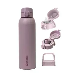 LHOTSE - Botella Térmica Agua Acero Inox 3 Tapas HydroCore 1Lt - Rosa