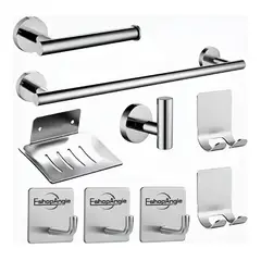 ESHOPANGIE - Juego Set 9 Accesorios Para Baño Acero Inoxidable Plateado