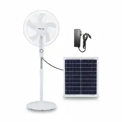 GENERICO - Ventilador Pedestal Solar Recargable De 5 Aspas Blanco