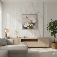 GENERICO - Cuadro de Flor Blanca Minimalista 60x60cm