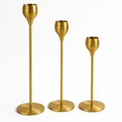 COLETTE - Set De Porta Velas Candelabro Metálico Premium Dorado Versalles