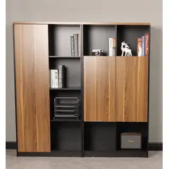 AGUILA - Biblioteca Repisa Versa de 2 Módulos con Puertas Intercambiables - Negro