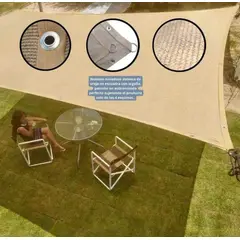 GENERICO - Toldo Carpas tipo Vela Sombra Rectangular 4mx5m Color Beige