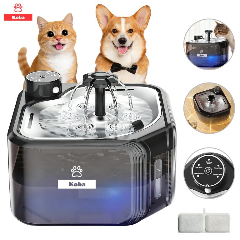 Bebedero Para Mascota Con Sensor Fuente Agua 2800ml Gatos Perros Color Negro a $28.990