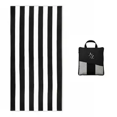 AZ AURAZEUS - Toalla Microfibra Playa + Bolso Viaje 160x90 Cm Xl Gimnasio Grande Az Negro Verano