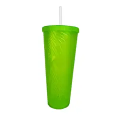 OEM - Vaso Plástico Grande 1 Litro Con Tapa Bombilla Reutilizable Verde