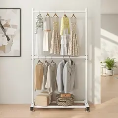 GENERICO - PERCHERO ORGANIZADOR DE ROPA BLANCO 180X80X40 DOBLE PISO MP