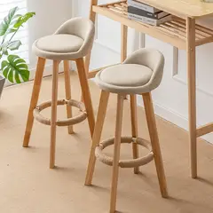 UMEXUS - Pack 2 Silla Piso Bar Altura Taburete Respaldo Moderna Madera