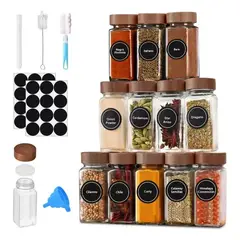 UMEXUS - 12 Frascos Especieros De Vidrio 120ml Para Especieros Cocina Transparente