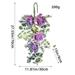 GANGLIAN - Colgante Flores Púrpura Invertidas 70cm - Decoración de Impacto para Jardín y Pared