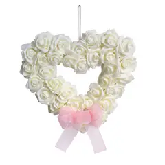 GANGLIAN - Corona Rosas Blancas 35cm Artificial - Decoración Elegante para Bodas Hogar y Jardín