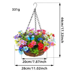 GANGLIAN - Cesta Colgante Mariposas Multicolor 44cm - Decoración Mágica para Pared Jardín y Puerta