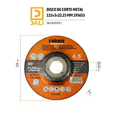 DALI - Disco de Corte para Metal 115×3×2223 mm 195653