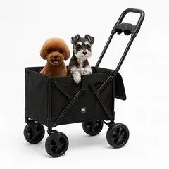 HOOPET - Coche De Transporte Para Mascotas Plegable Doble Apertura Negro