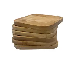 GENERICO - Set De 6 Posavasos Madera Diseño Clasico Pack 6 Posavaso
