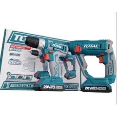 TOTAL - Kit Taladro + Rotomartillo Inalámbrico 20V