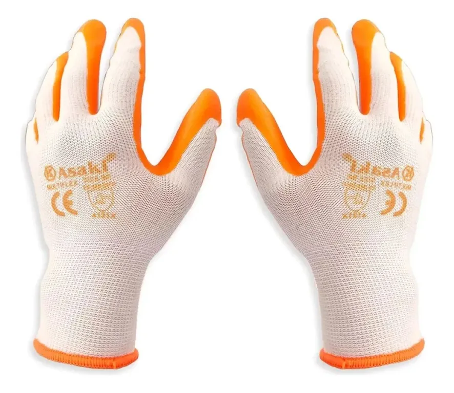 12 Pares Guantes De Seguridad Tela Elasticada Goma Nitrilo