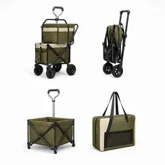 GENERICO - Coche De Transporte Doble Para Mascotas Perros y Gatos Verde Musgo