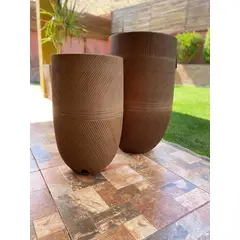 FLORIDIS - MACETERO MARRON ARGOS 57CM ALTO CON PLATO