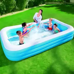 GENERICO - Piscina Inflable Rectangular Niños Verano Diversión 2 Metros Celeste