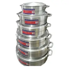 GENERICO - Set Juego De 6 Ollas Calderos Arroceras Aluminio Plateado