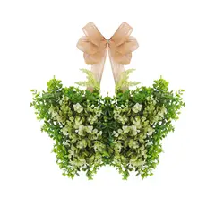 GANGLIAN - Mariposa Decorativa 47cm Eucalipto y Lazo - Adorno para Puerta Jardín y Granja