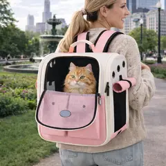 HOMER OUTDOOR - Bolsa Para Gatos - Transporte Seguro Y Cómodo Rosa