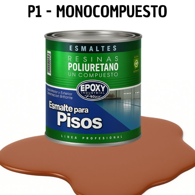 PINTURA ALTO TRAFICO - ESMALTE PISOS CANCHASPU 1K BASE AGUA - 1L ROJO LADRILLO