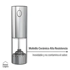 HOME LOGICS - Molinillo Eléctrico Recargable Sal Y Pimienta Kiosclub