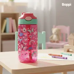 BOPPI - Botella Tritan Kids Antiderrame 480ml Mariposas Rosada