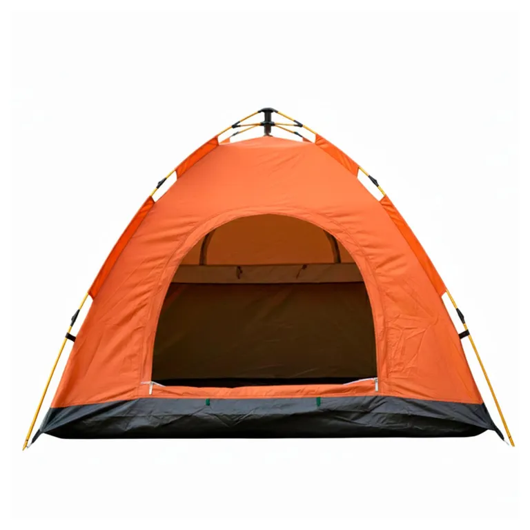 Carpa Camping 4 Personas Impermeable UV y Fácil Armado - Naranja