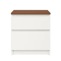 DECORACION CREATIVA - Velador 2 Cajones Blanca Albayalde premium