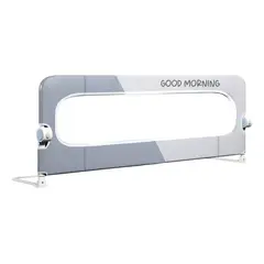 EVERSO - Baranda De Cama 180cm Seguridad Para Bebé Abatible Ajustable Gris Lisa