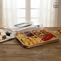 HOME LOGICS - Tabla Aperitivo Picoteo Portátil con Tapa Acacia