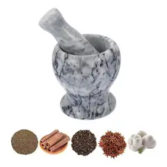 OEM - Mortero De Cocina Mortero Mármol De Mármol Blanco Negro