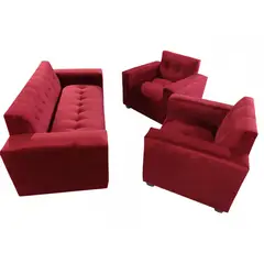 MUEBLES NEW - JUEGO DE LIVING 3 CUERPOS ROJO FELPA
