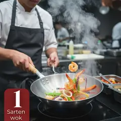 UTILISIMO - Sartén Wok Tradicional Chino De 37cm Acero Al Carbono