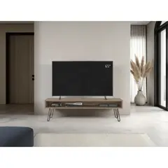 TUHOME - Rack Tv75 Luft Delgado Pata Acero Alta 495x180x35 Cm Miel