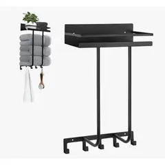 OKAY - Toallero Con Estante Negro Para Baño Montado En La Pared